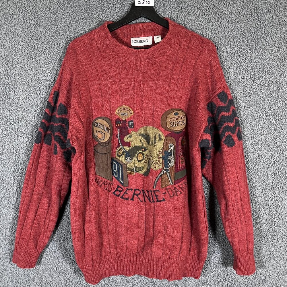 Iceberg Vintage Wool Paris Bernie Italy Made Sweater - Men's Size M - Brown